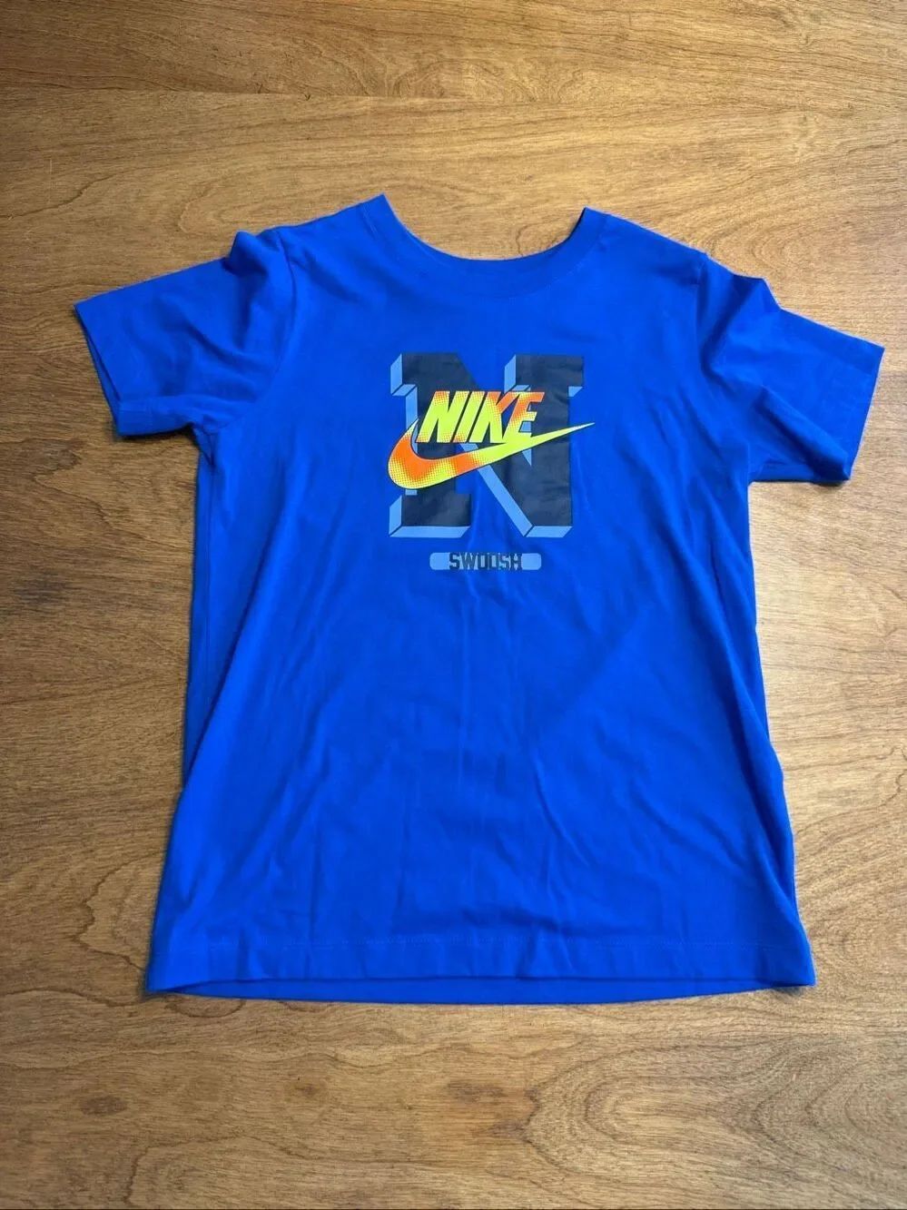 Nike Youth Athletic Cut Graphic Logo Short Sleeve T-Shirt Blue Size Large